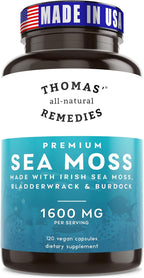 Thomas' all-natural Remedies Cápsulas de Musgo Marino Irlandés con Fucus y Bardana Orgánico, 120 Cápsulas