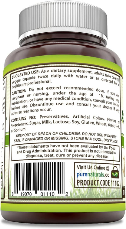 Pure Naturals Ashwagandha 500 mg por ración, 120 cápsulas vegetales - No transgénico, Sin gluten, Hecho en EE. UU. – Image 2