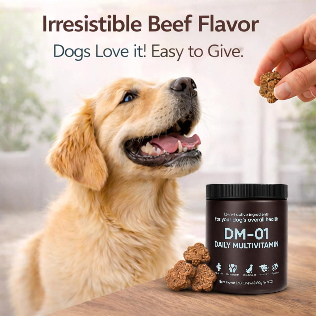 DM-01 Multivitamínico Diario para Perros - 60 Comprimidos Masticables Sabor Carne