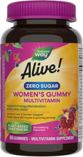 Nature's Way Alive! Zero Sugar Mujeres Multivitamínico Gomitas, Fresa, 80 Gomitas