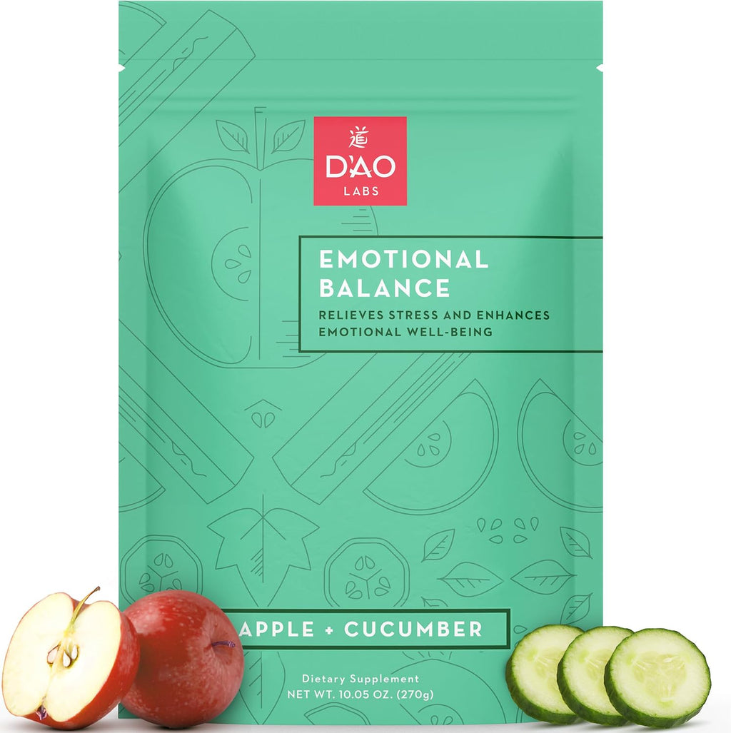 D'AO Labs Emotional Balance - Polvo efervescente para el equilibrio emocional - Sabor manzana y pepino - 30 sobres individuales