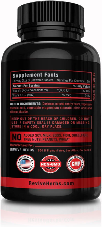 Revive Herbs Vitamina K2 D3 - Comprimidos Masticables Sabor Cereza (90 uds) – Image 2