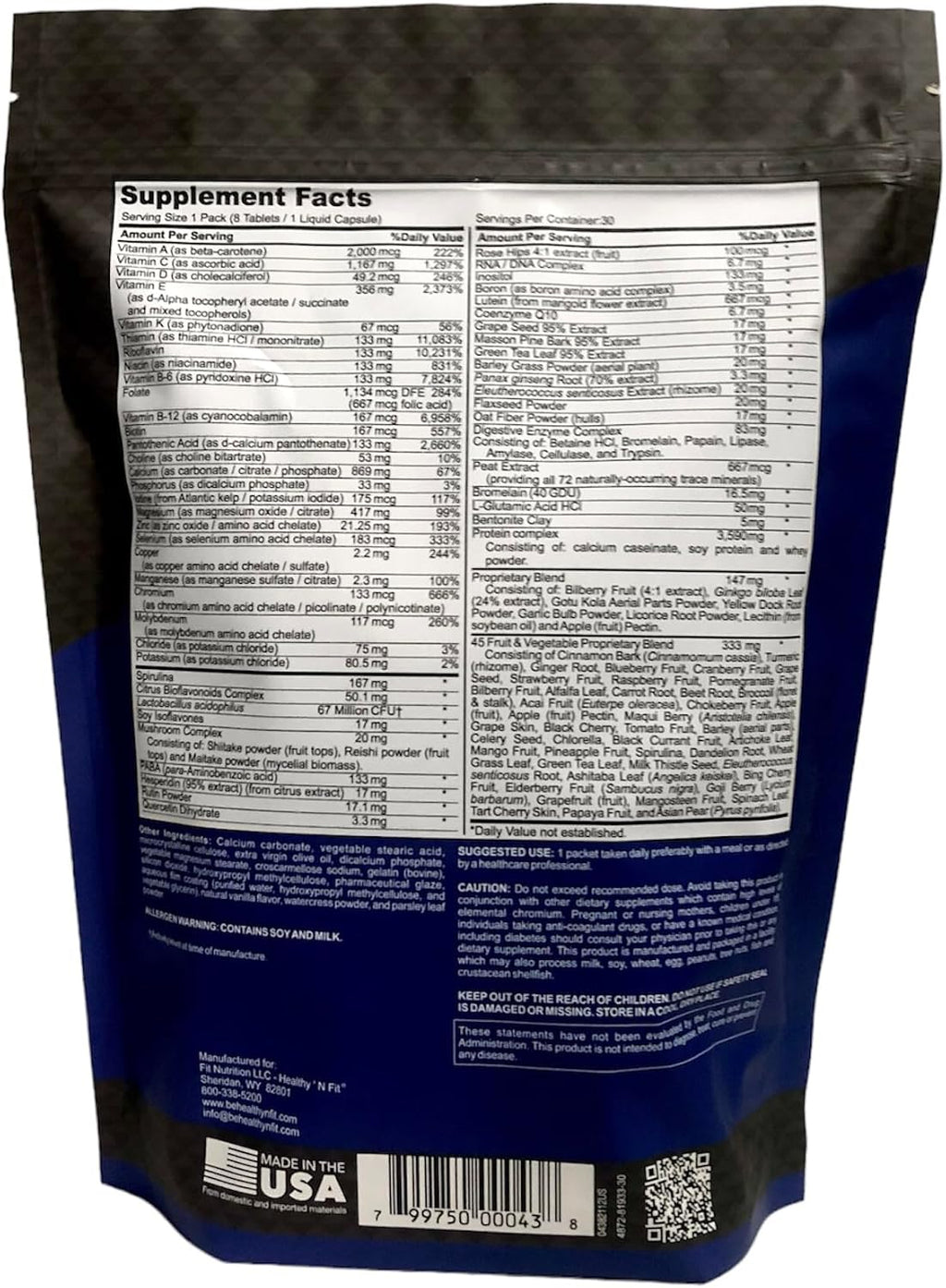 Healthy 'N Fit Super-Nutri Pack (30 sobres) - Multivitamínico de alta potencia con aminoácidos y minerales