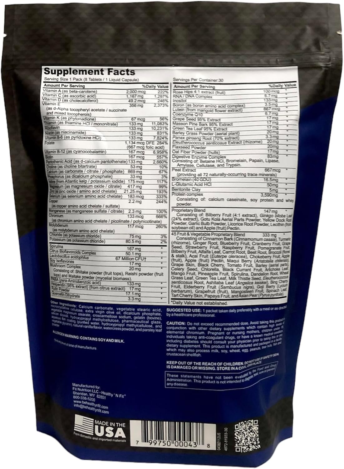 Healthy 'N Fit Super-Nutri Pack (30 sobres) - Multivitamínico de alta potencia con aminoácidos y minerales
