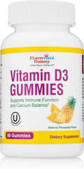 Vitamin D3 Gummies - Gomitas de Vitamina D3 1000 UI, 60 unidades, Sabor Piña