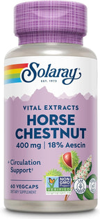 Solaray Extracto de Castaño de Indias 400 mg - Estandarizado a 72 mg de Aescina - Con Rusco - Vegano, No-GMO, 60 Cápsulas Veganas