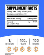 Ascorbic Acid Powder - Vitamin C 1000 mg per serving - 100 g