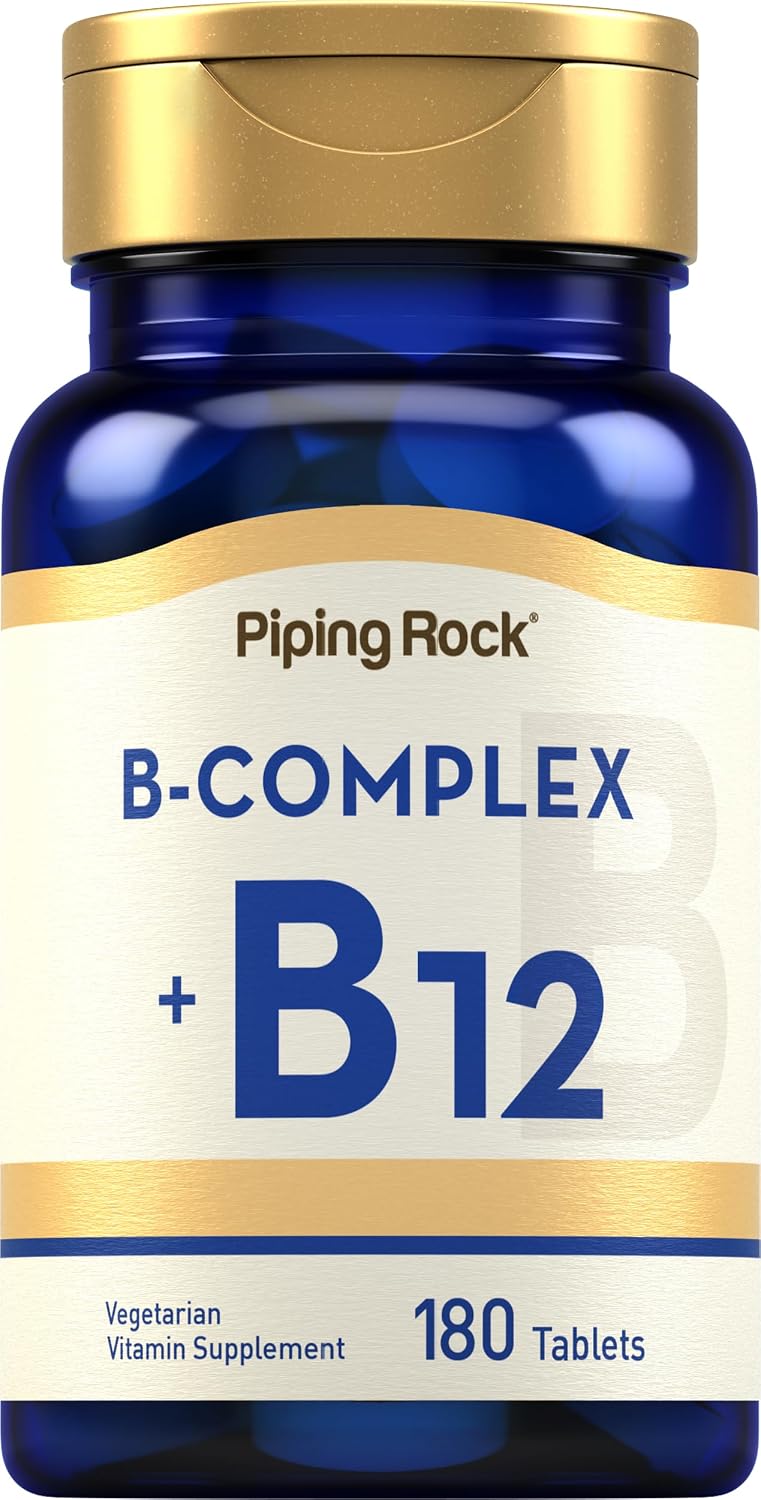 Piping Rock Complejo B con B12 | 180 Comprimidos | Vegetariano, Sin OGM, Sin Soja