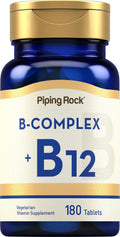 Piping Rock Complejo B con B12 | 180 Comprimidos | Vegetariano, Sin OGM, Sin Soja