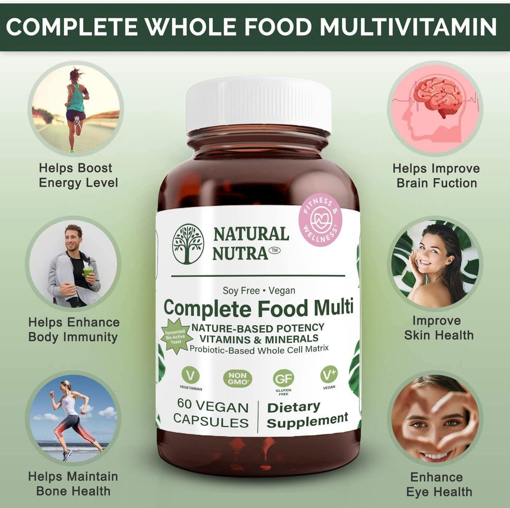 Natural Nutra Multivitamínico Completo de Alimentos Integrales para Mujeres y Hombres, 60 Cápsulas