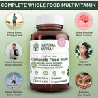 Natural Nutra Multivitamínico Completo de Alimentos Integrales para Mujeres y Hombres, 60 Cápsulas
