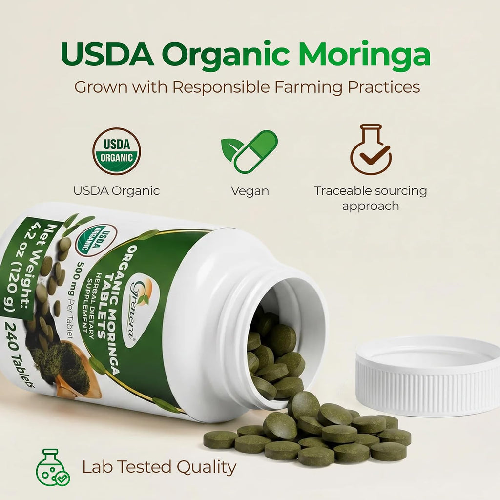 Grenera Organic Moringa Tablets - 500 mg - 240 Tablets