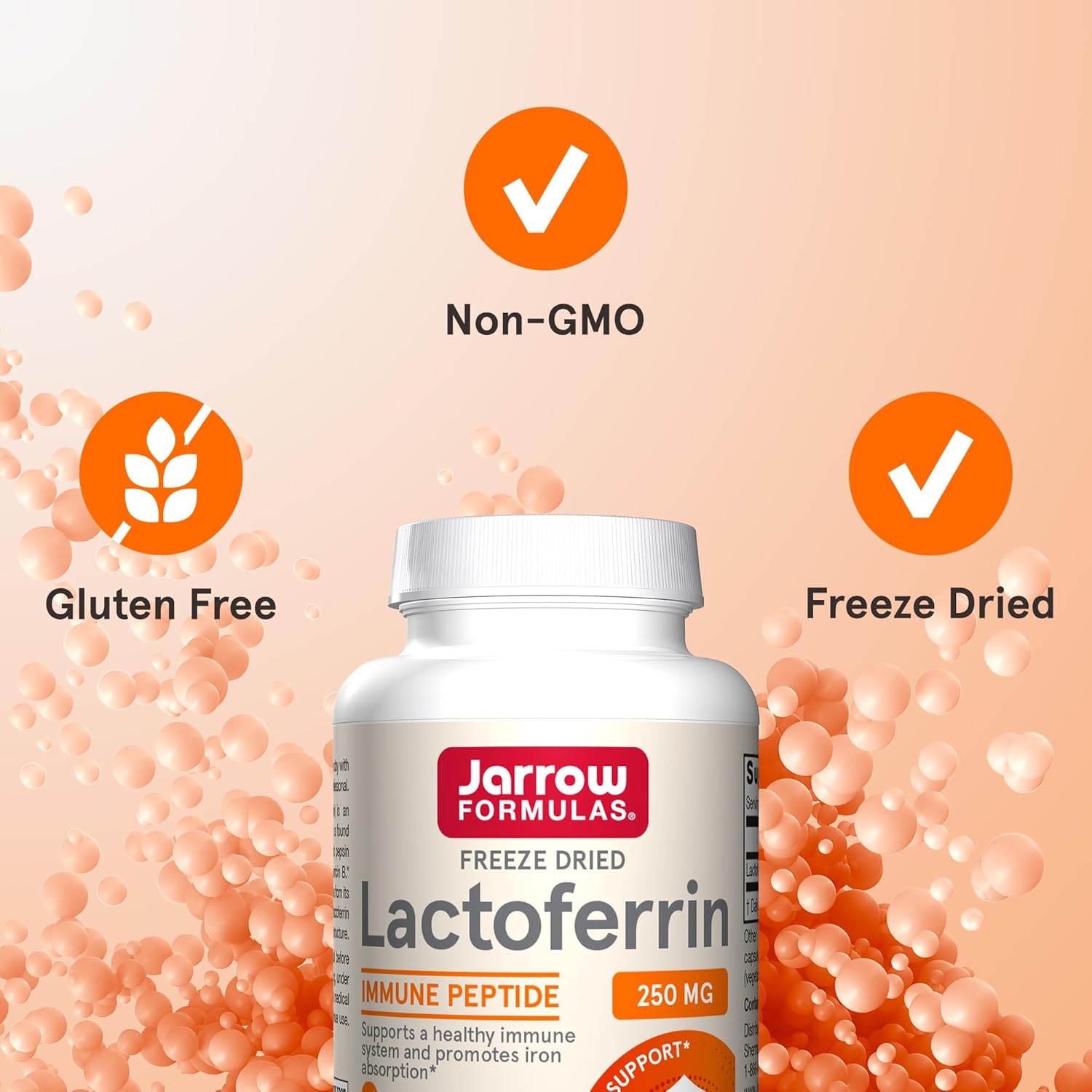 Jarrow Formulas Lactoferrina 250 mg - 30 Cápsulas - Apoyo Inmunitario y Absorción de Hierro