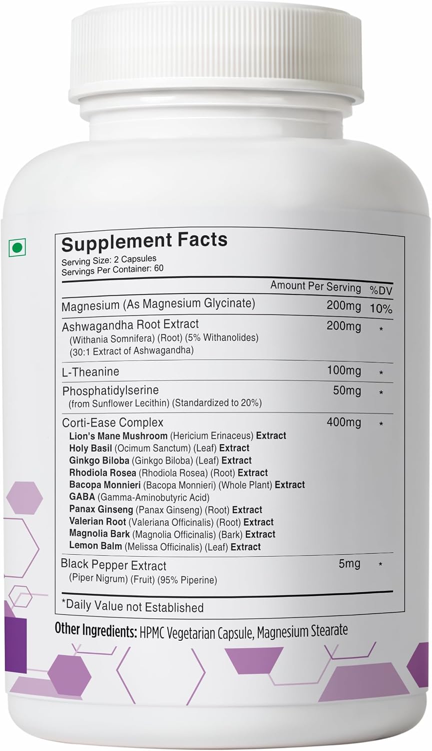 STAY ALIVE Suplemento Gestor de Cortisol 15-en-1, 120 Cápsulas Veganas