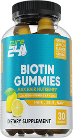 Cure24 - Gominolas de Biotina con Vitamina C, E, Colágeno y Zinc - 60 Gominolas