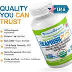 Power By Naturals Sea Moss Plus – Cápsulas Orgánicas de Musgo Irlandés con Bladderwrack y Raíz de Bardana – 60 Cápsulas (1 Mes)