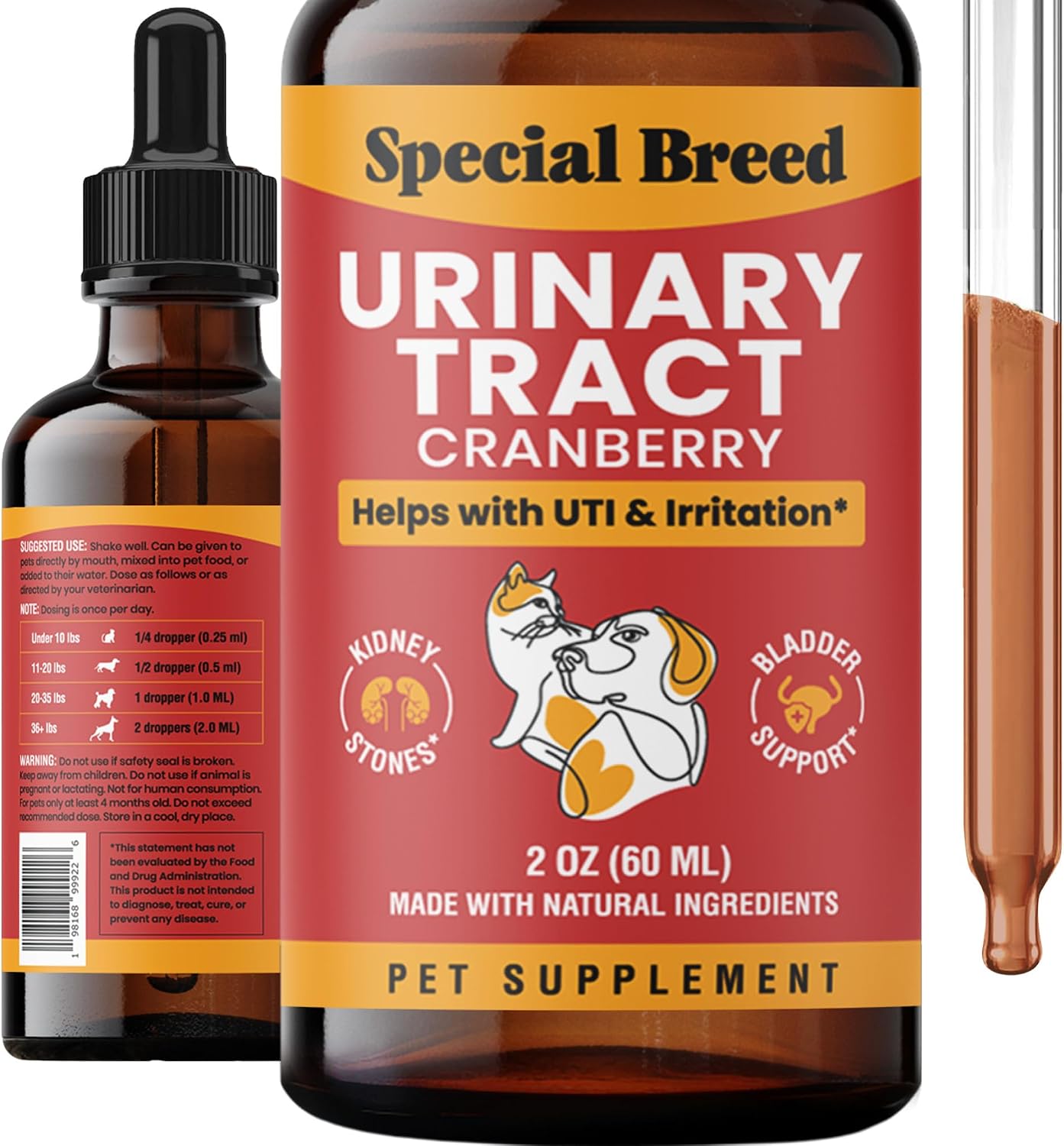 Tratamiento Natural de Infección Urinaria para Perros y Gatos – Gotas de Arándano para Apoyo Renal y Vesical