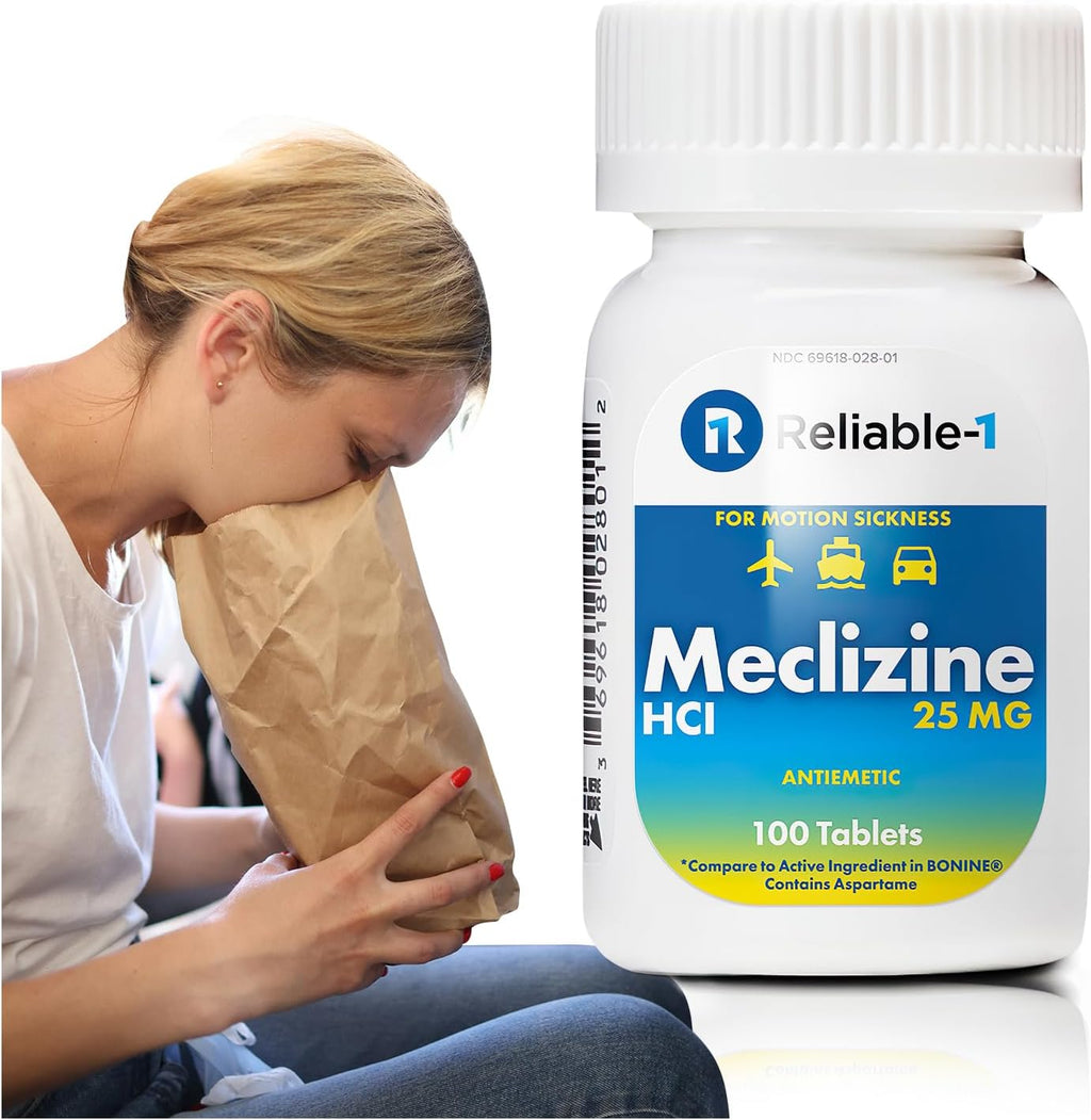Reliable-1 Laboratories Meclizina HCL 25 mg, 100 Tabletas Masticables
