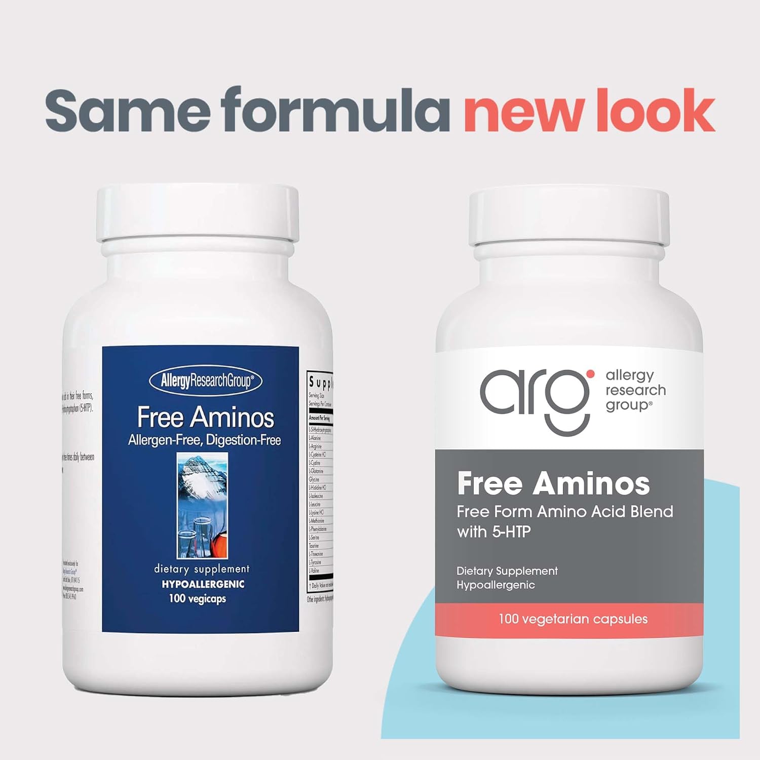 ARG Free Aminos - Free-Form Amino Acid Complex with 5-HTP - 100 Vegetarian Capsules