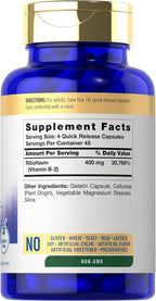 Carlyle Vitamina B-2 400 mg | 180 Cápsulas | Suplemento No Transgénico, Sin Gluten | B2 Riboflavina