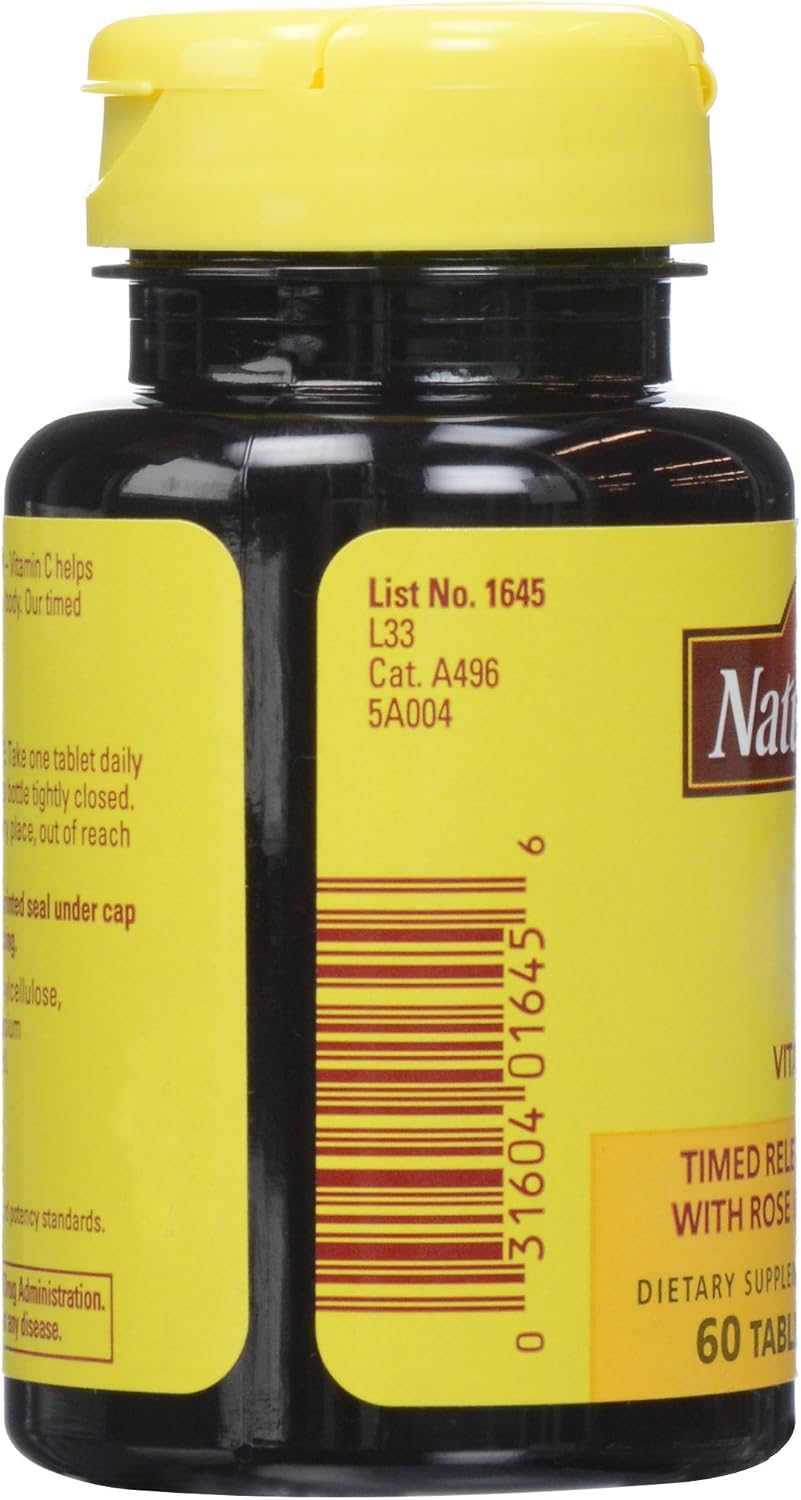 Nature Made Vitamina C 500 mg con Escaramujo, Liberación Prolongada – 60 Comprimidos