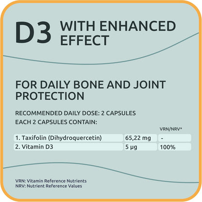 Taxifolina (Dihidroquercetina) + Vitamina D3 – 530 mg, 60 Cápsulas Veganas – Antioxidante y Salud Ósea – Image 3