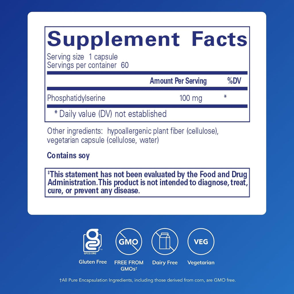 PS 100 - Phosphatidylserine - 60 Capsules - Pure Encapsulations