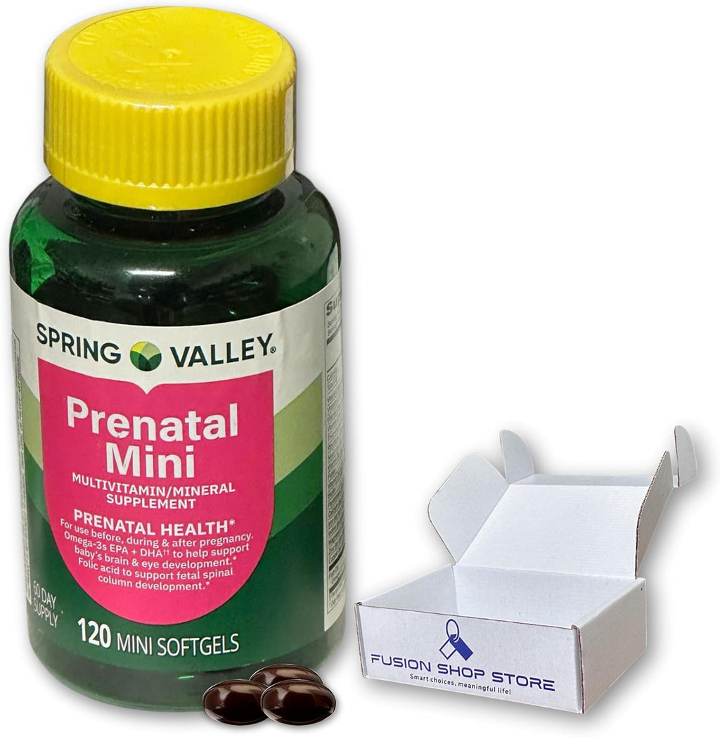 FUSION SHOP STORE – Vitaminas Prenatales para Mujeres, 120 Mini Cápsulas Blandas Multivitamínicas con Omega-3 DHA