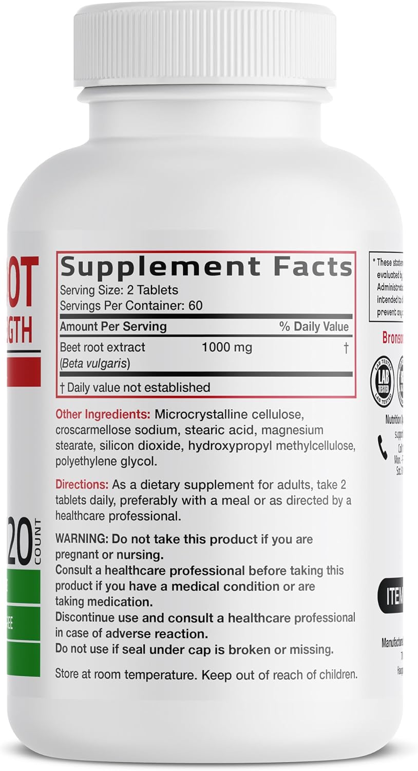Bronson Beet Root Double Strength, 120 Comprimidos Vegetarianos