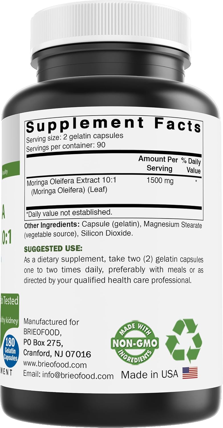 Brieofood Extracto de Moringa Oleifera 10:1 1500 mg - 180 Cápsulas