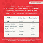 Animal Essentials Sea-Cal - Polvo de Calcio de Algas Marinas Puras para Perros y Gatos - 340 g