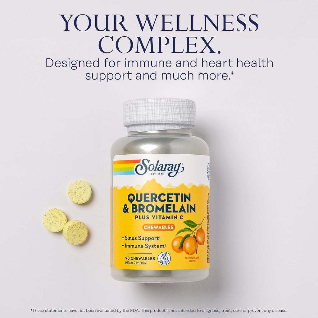 SOLARAY Quercetin con Bromelina y Vitamina C Comprimidos Masticables - 90 Comprimidos