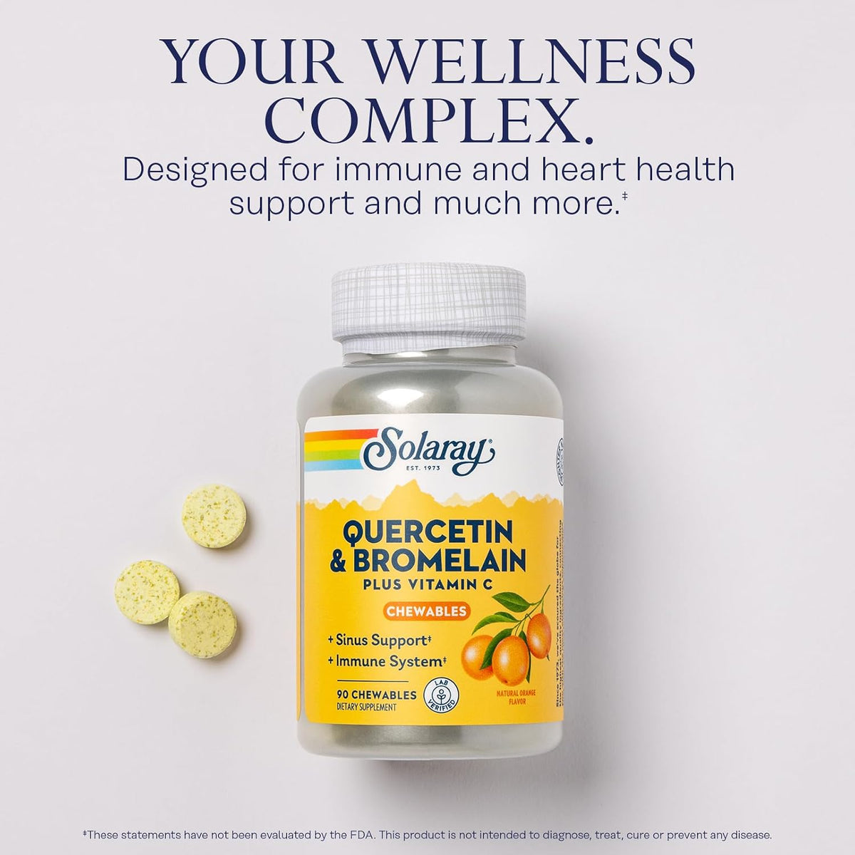 SOLARAY Quercetin con Bromelina y Vitamina C Comprimidos Masticables - 90 Comprimidos – Image 3