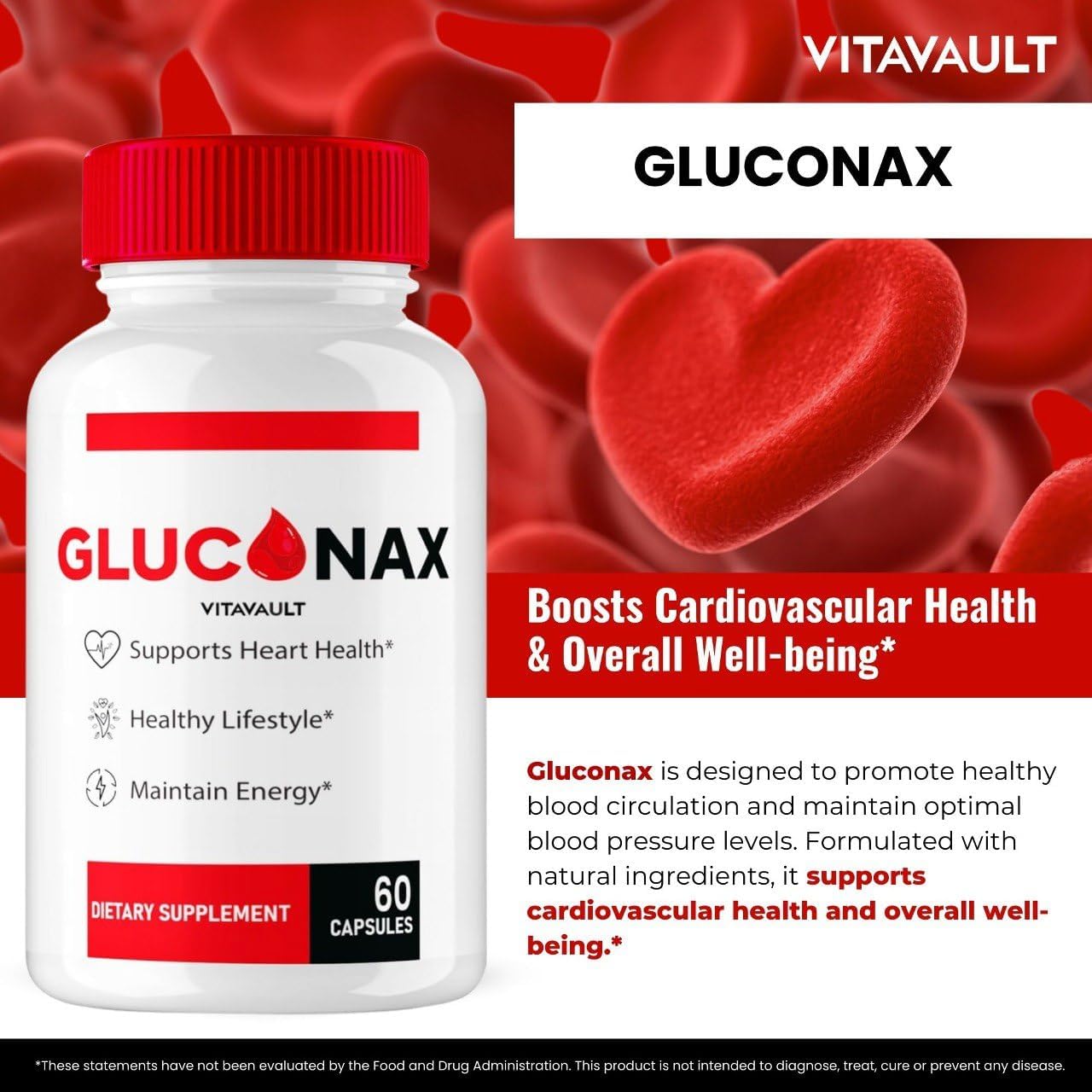 Vitavault Gluconax Cápsulas - Suplemento de Bienestar y Salud, Fórmula Natural (60 Cápsulas)