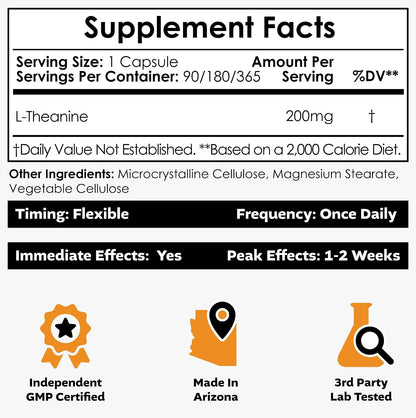 Nootropics Depot L-Theanine 200mg Cápsulas (90 Unidades) – Image 2