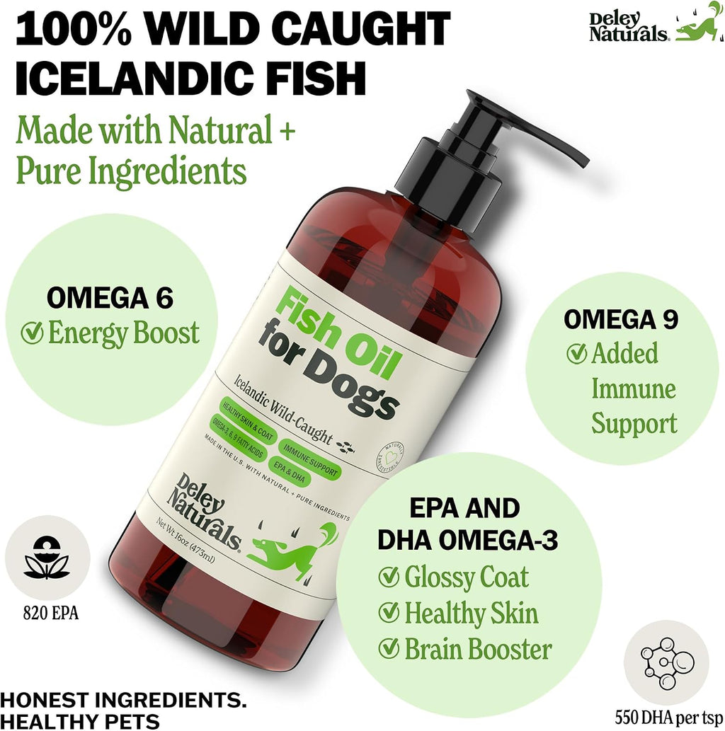 Deley Naturals Icelandic Fish Oil for Dogs - Omega 3 EPA/DHA - 473ml