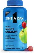 One A Day Men's Multivitamins Gummies – Multivitamínico para hombres con vitamina D, zinc, ácido fólico, gomitas masticables, 170 unidades