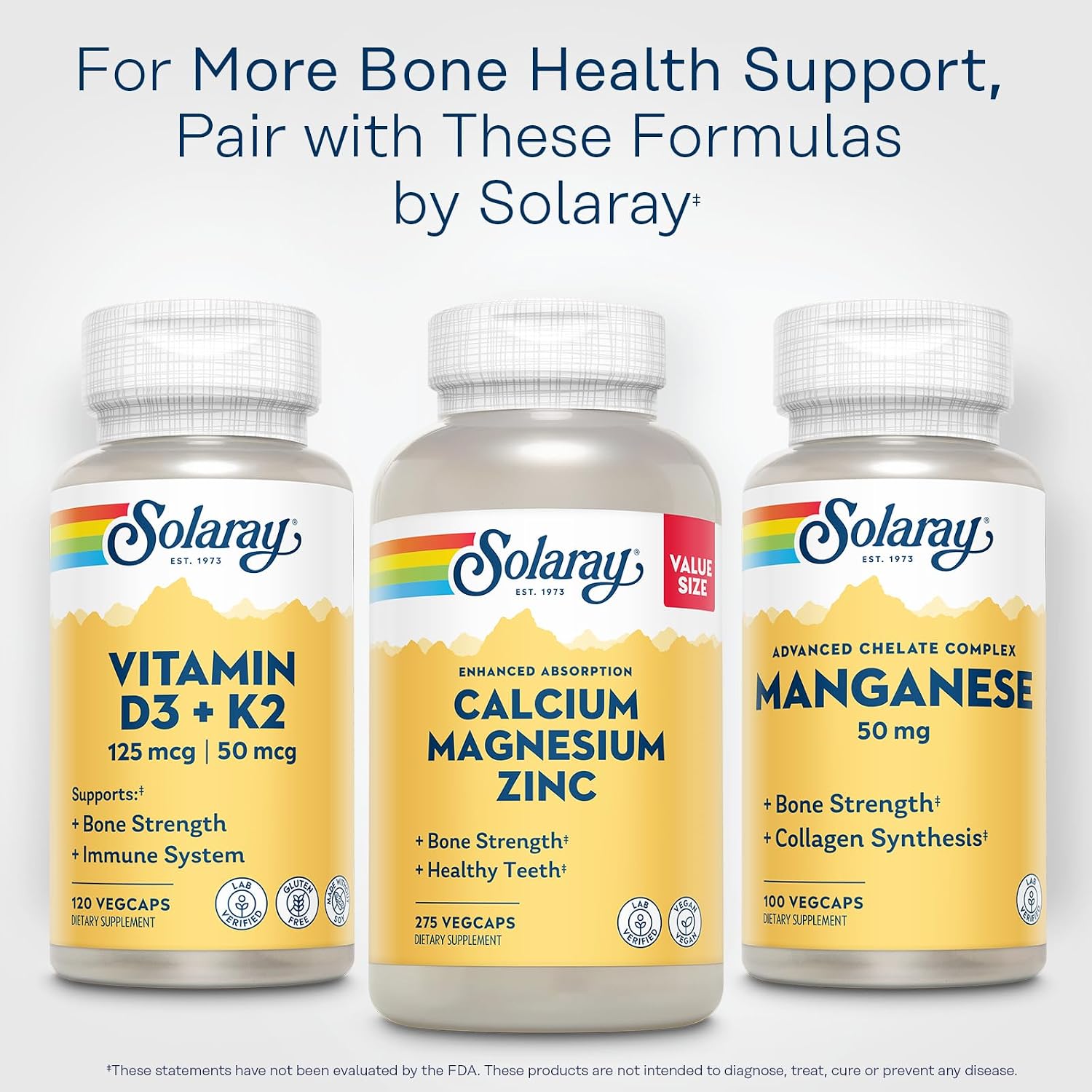 Solaray Manganese 50 mg – 100 Vegan Capsules – Mineral Supplement for Bone Health