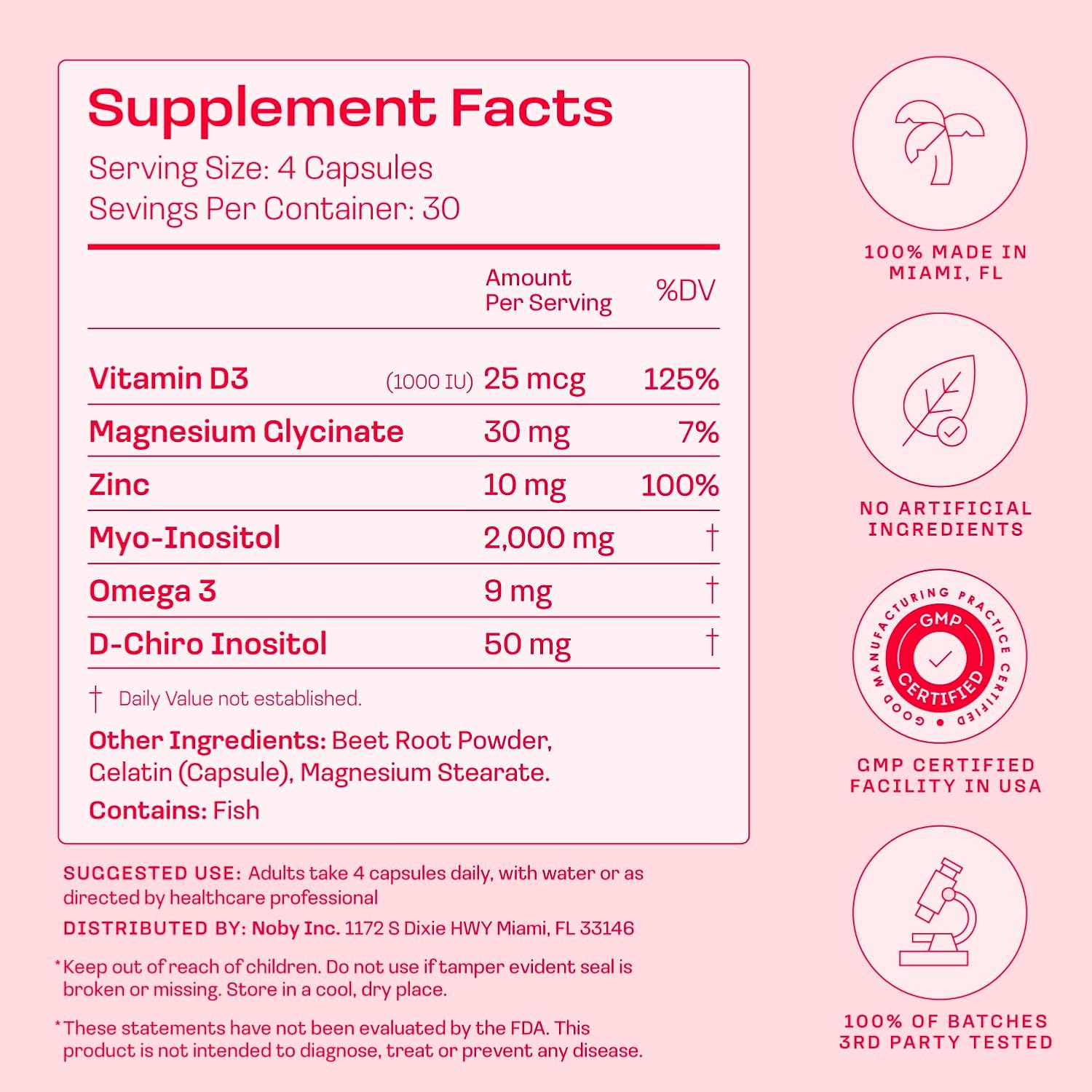 Peach Perfect Inositol Multivitamínico – Myo-Inositol y D-Chiro 40:1, Omega-3, Vitamina D3, Magnesio, Zinc – 30 cápsulas