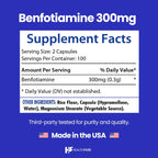 Healthfare Benfotiamina 300 mg | 200 Cápsulas Veganas | Absorción Mejorada