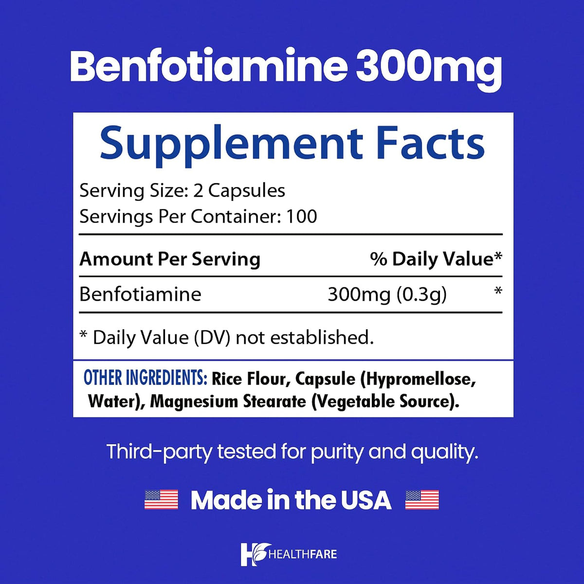 Healthfare Benfotiamina 300 mg | 200 – Función psicológica: La tiamina contribuye a la función psicológica normal. – Image 3