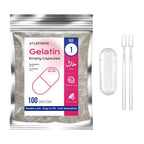 Cápsulas de Gelatina Vacías Tamaño 1 (100 uds) con 2 Cucharas Micro - ATLEMISME