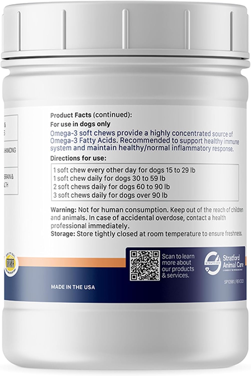 Pharmaceuticals EZ Chew Omega-3 Fatty Acid Soft Chew Max Strength para Perros Grandes y Gigantes - 150 unidades