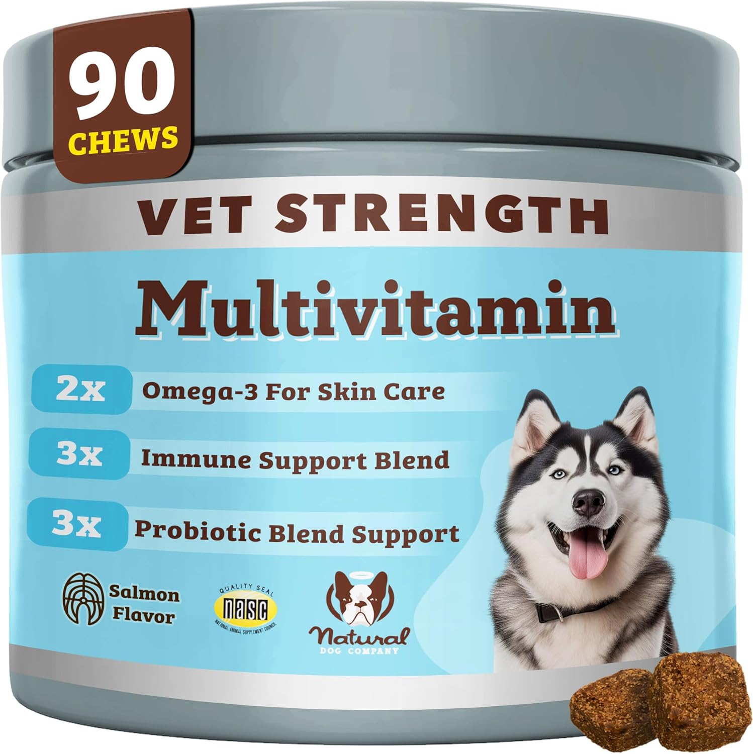 Natural Dog Company Multivitamínico 25 en 1 para Perros – Masticables Blandos Formulados por Veterinarios, 180 unidades