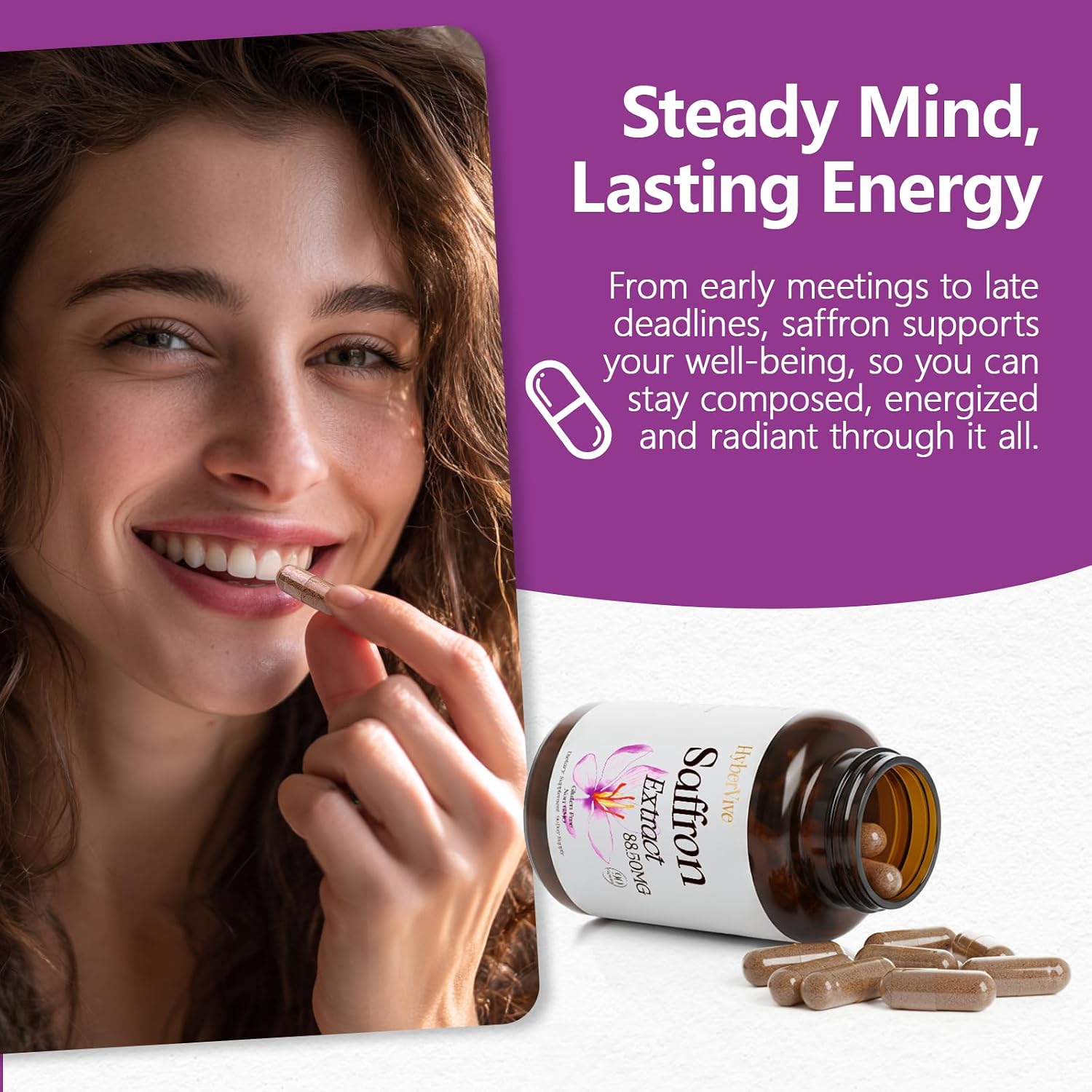 HyberVive Saffron Extract 88.5 mg - 90 Cápsulas Veganas