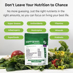 SUPERGREEN TONIK 100% Natural Greens Superfood Powder – Suplemento diario con 40 superalimentos, vitaminas y minerales – Ayuda a la energía, estrés e inmunidad – 30 días 360 gramos Sabor Berry (1 Bolsa)