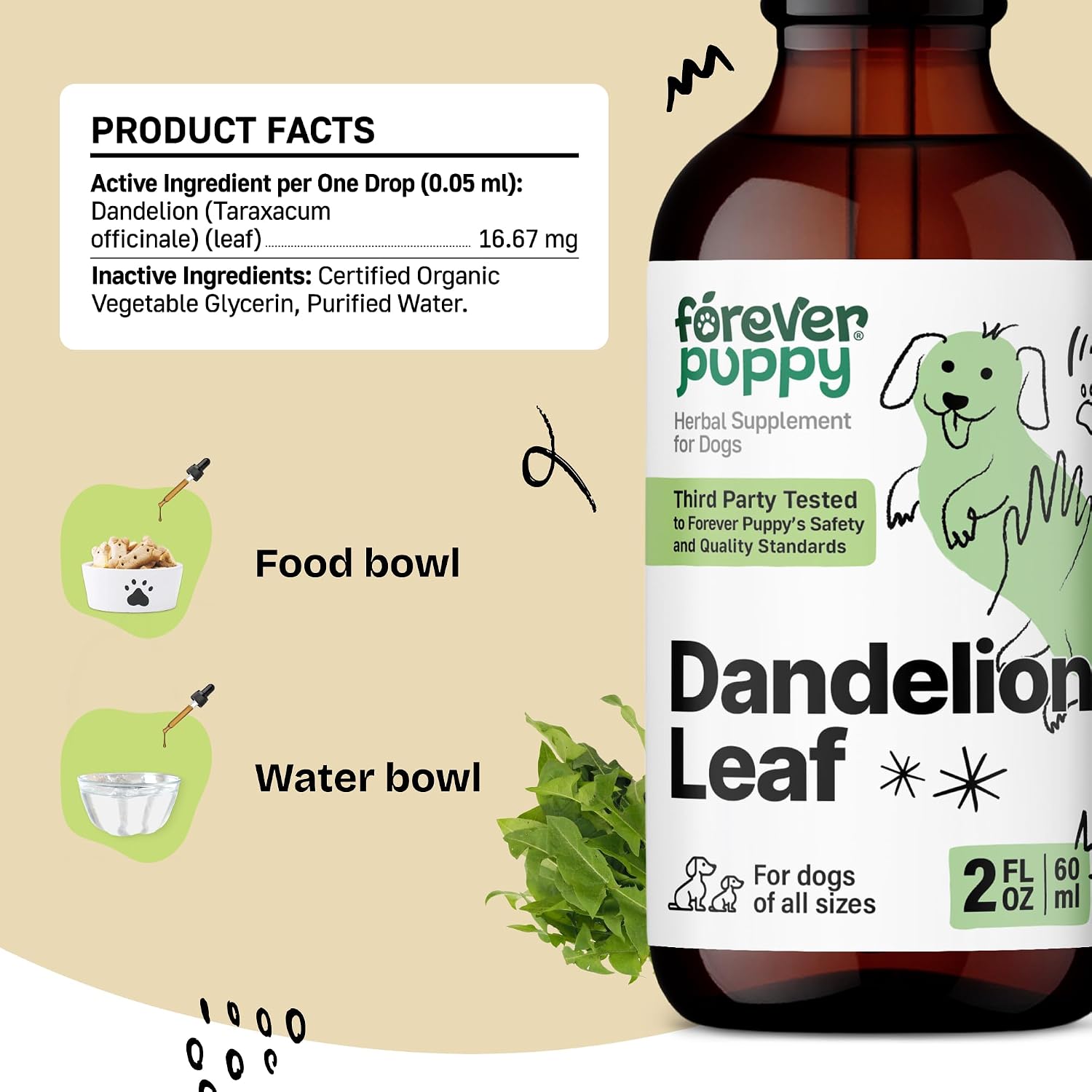 Forever Puppy Gotas de Diente de León para Perros, 2 oz (59 ml)