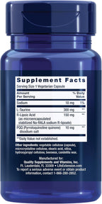 Life Extension Mitochondrial Basics con PQQ, L-Taurina y Ácido R-Lipoico - 30 Cápsulas