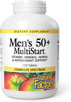 Natural Factors, Men's 50+ MultiStart Multivitamínico Diario, 120 comprimidos