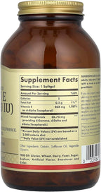 Solgar Vitamina E, d-Alfa Tocoferol más d-Gamma, d-Delta y d-Beta Tocoferol, 268 mg (400 UI), 250 Cápsulas Blandas